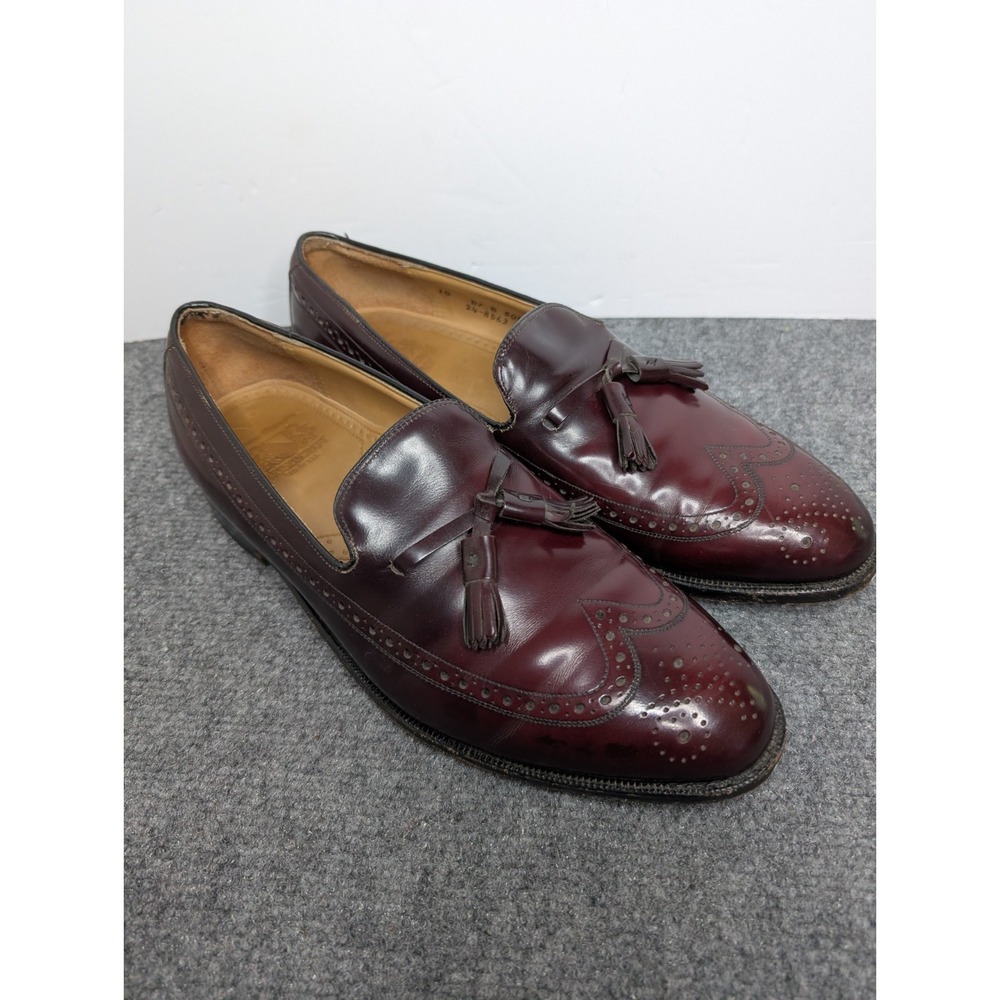 Johnston & Murphy Aristocraft Burgundy Brown Leather Tassel Loafer Mens Shoes 10